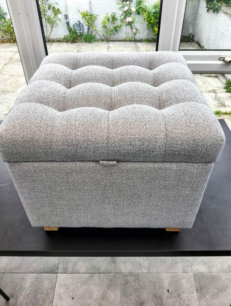 Grey Fabric Storage Ottoman / Footstool – Good Condition