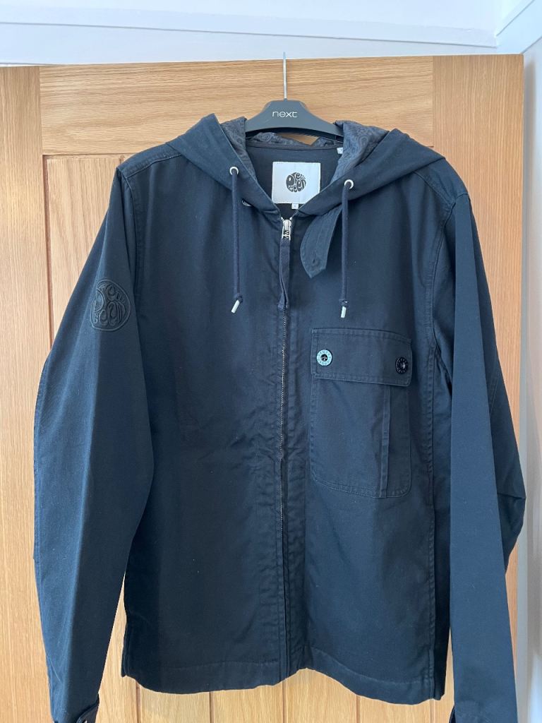 Pretty Green Men's Black Hooded Jacket – Size Small, Good Condition