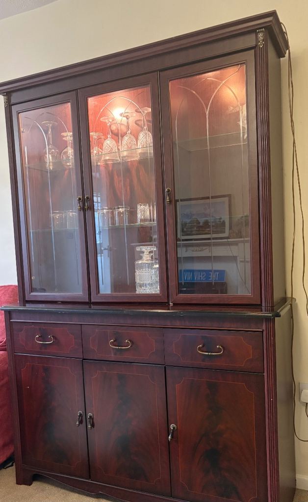 Dark Wood Sideboard with Drawers and Cupboards – Good Condition