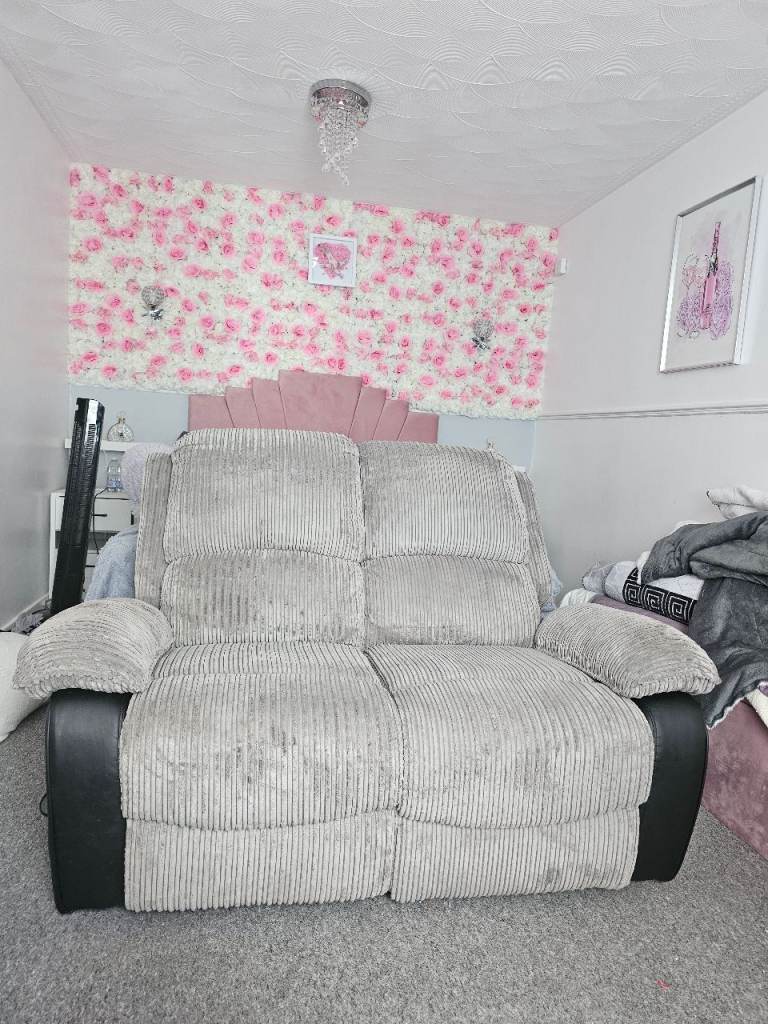 Two-Seater Grey Recliner Sofa – Good Condition