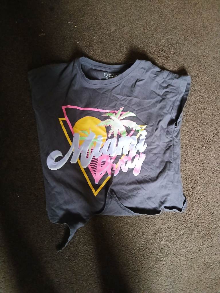 Girls Grey 'Miami Bay' T-Shirt - Good Condition