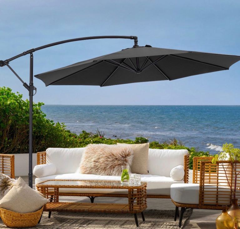 Living & Home Black Garden Cantilever Parasol 3m 