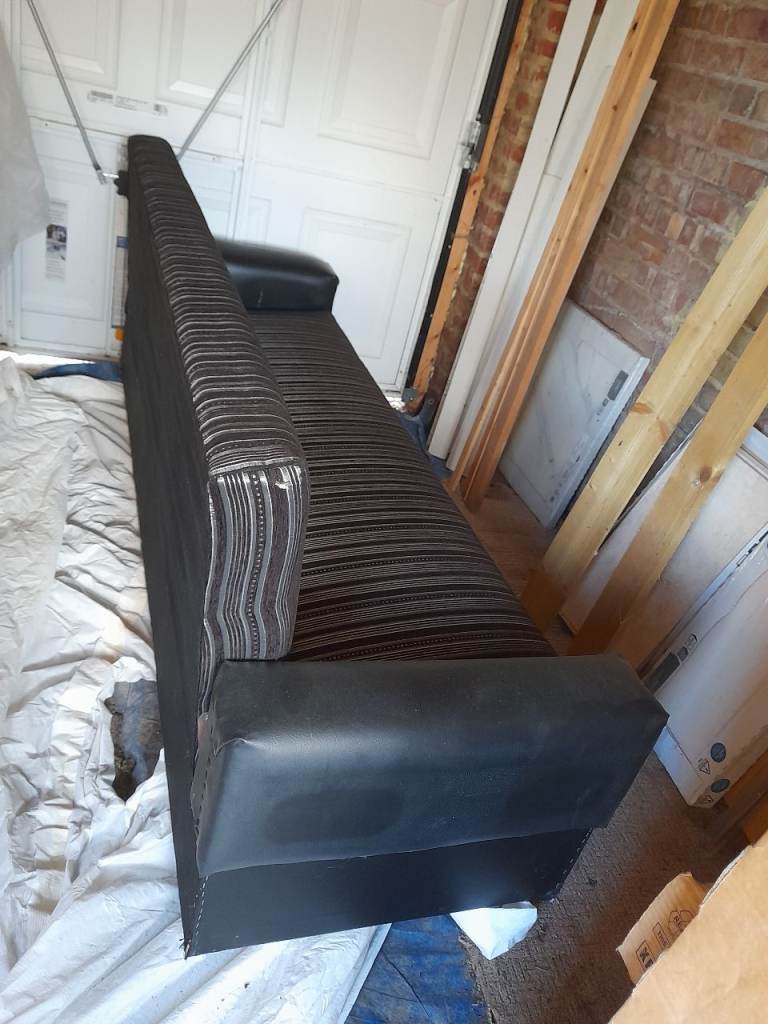 Black & Silver Striped Sofa - Good Condition - Quick Sale