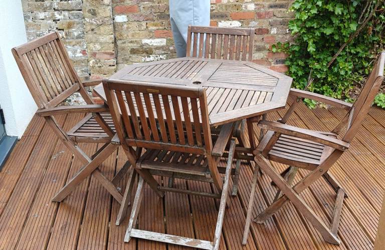 Wooden garden table and chairs