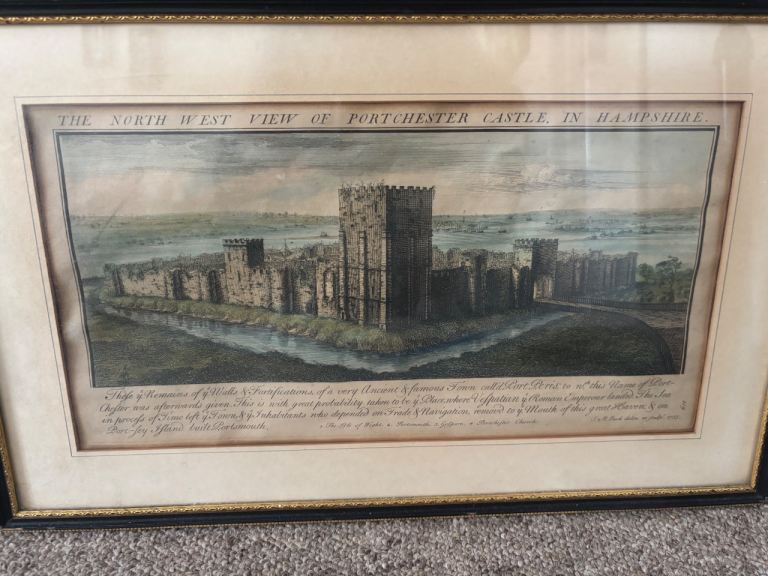 Portchester Castle Print in Wood Frame