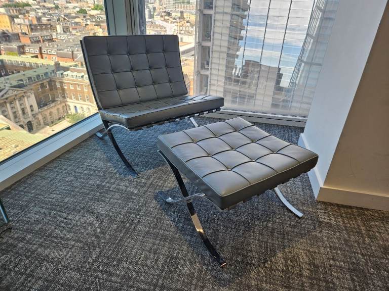 Knoll Barcelona Lounge Chair and Foot Stool 