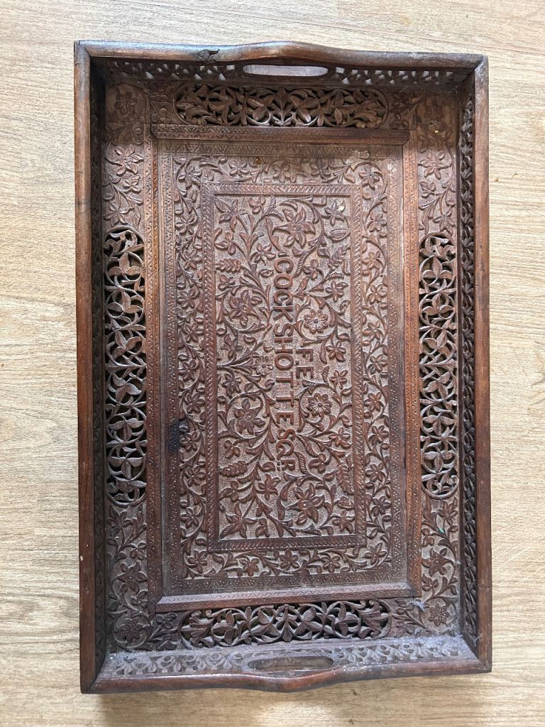 Beautifully Carved Wooden Serving Tray – Good Condition