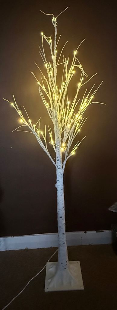 1.5m White Led, Birch tree 