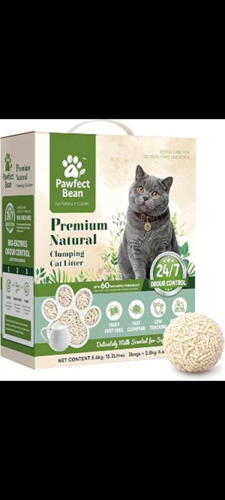 Pawfect Bean Premium Natural Clumping Tofu Cat Litter 2.5kg
