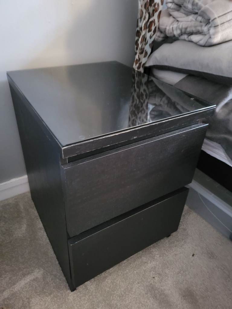 IKEA bedside drawers (2) with glass top
