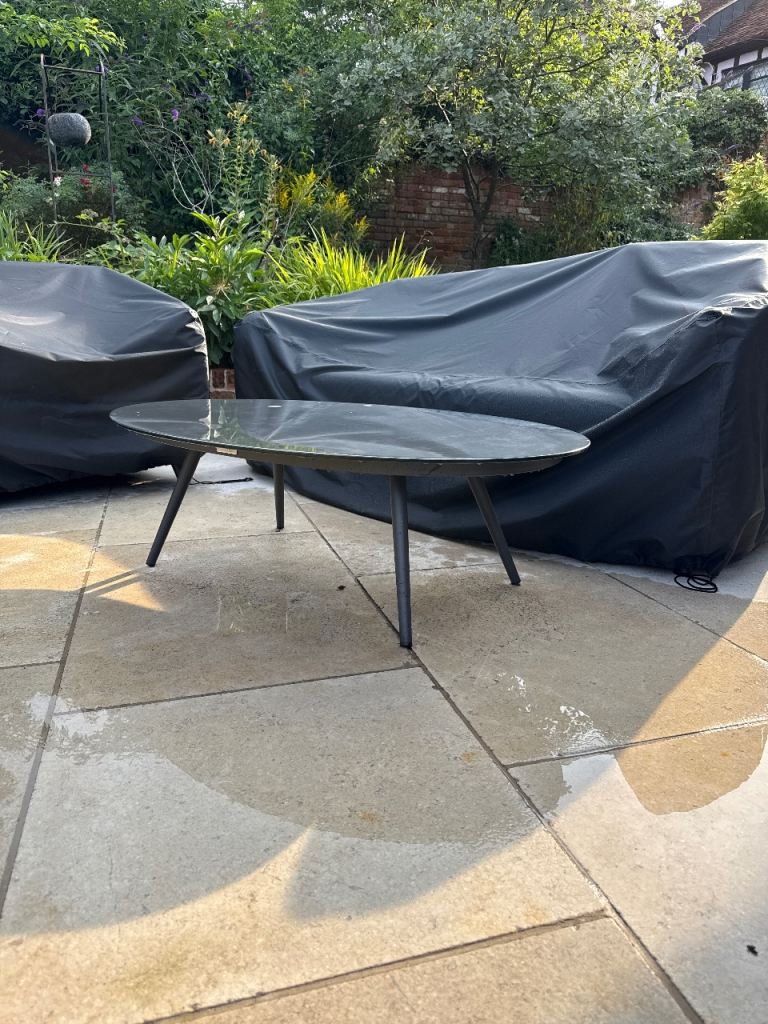 Maze Living Modern Dark Grey Oval Coffee Table for Patio