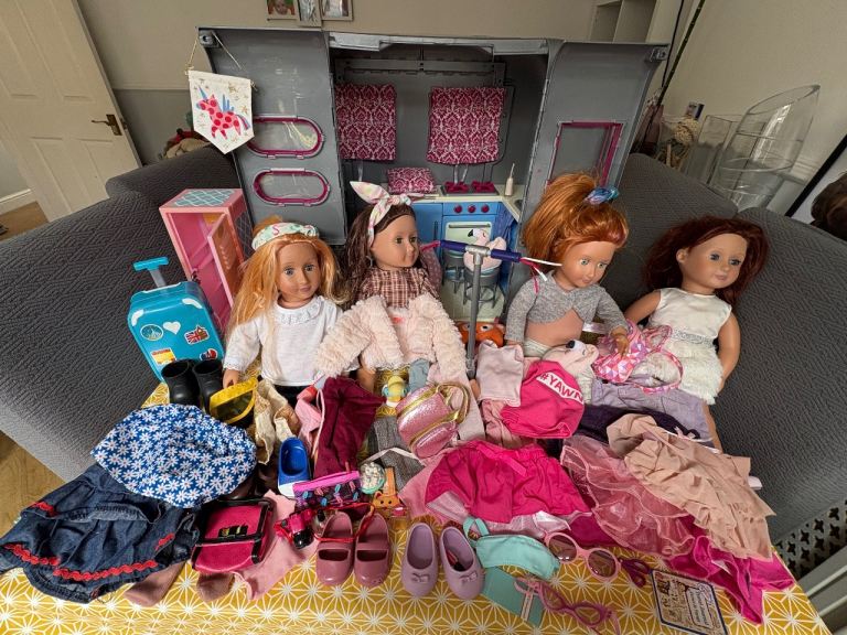 Our Generation Doll Collection with Caravan and Huge Accessory Bundle