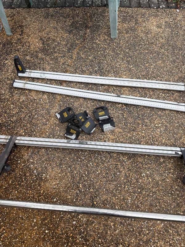 Vanguard roof bars with roller for ford transit custom etc two bolt holes in brackets