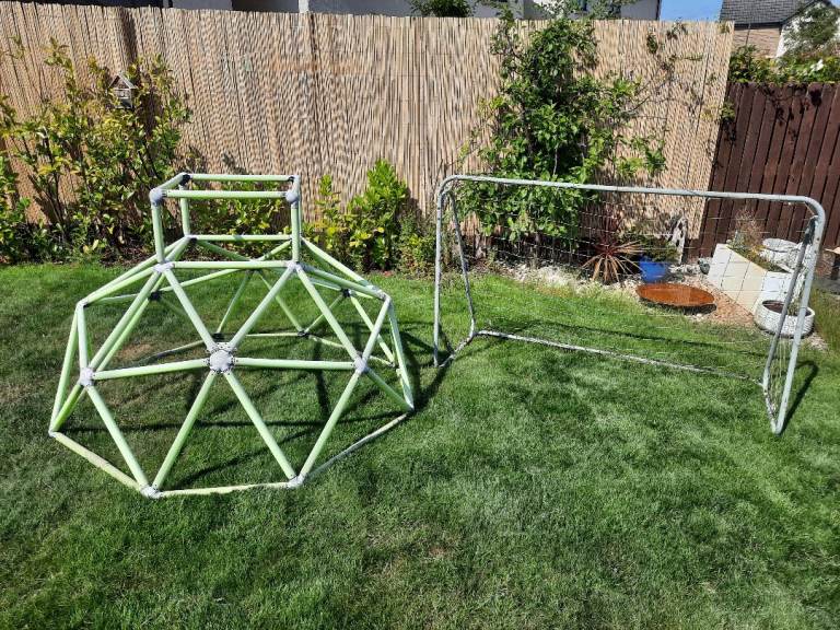 Small climbing frame and football goal