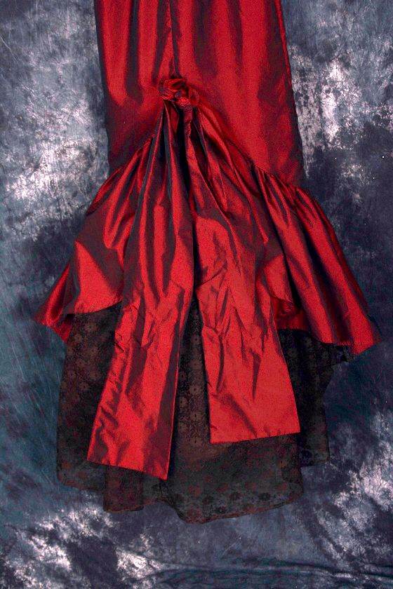 Burgundy party bustle style dress