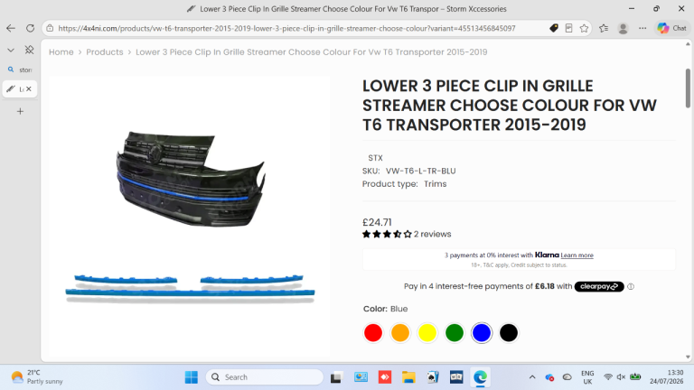 Volkswagon T 6 Transporter Streamer Blue