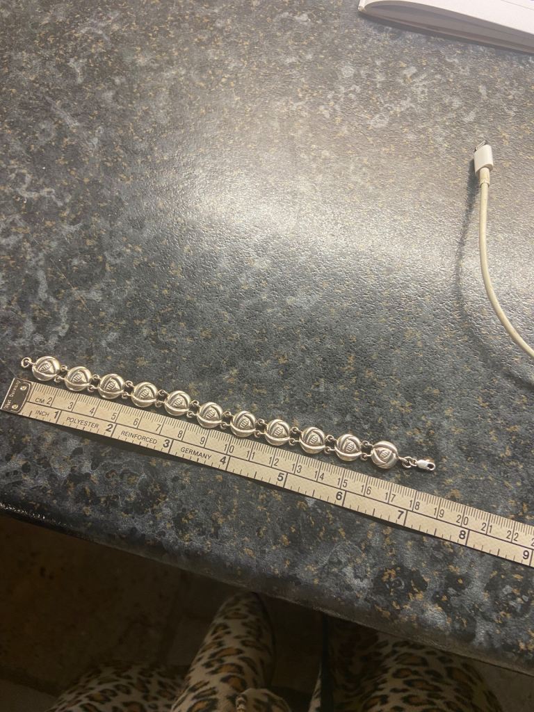 Solid Silver Bracelet, style of Charles Rennie Macintosh. Length 7/7.5” coll/del only