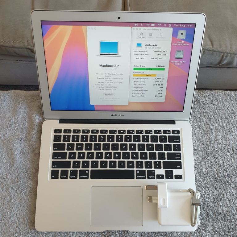  MacBook Air 13” - Excellent Condition, Charger, macOS Sequoia, Windows 10, MS Office