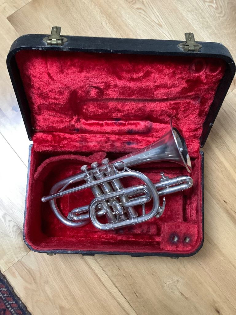 Besson Class A New Standard Cornet in Silver Plate & Case