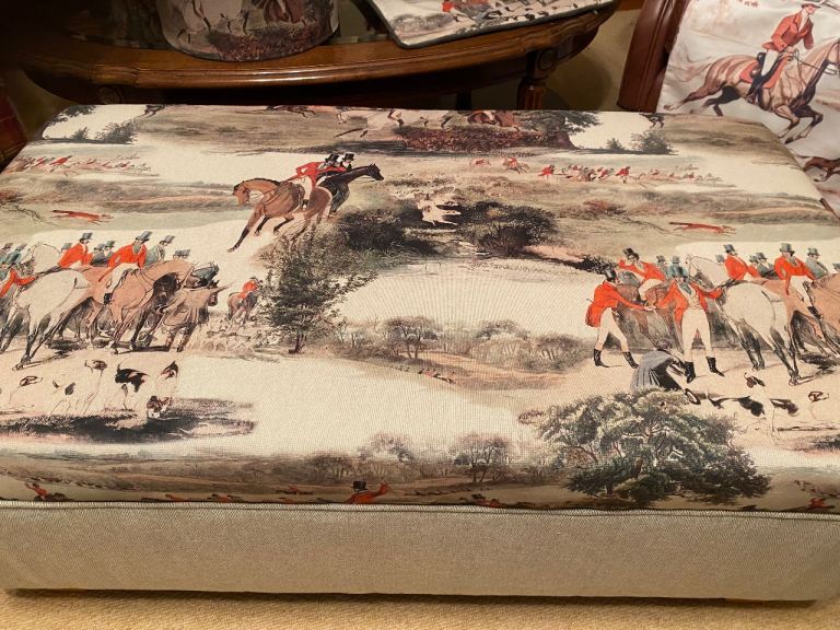 Large equestrian themed footstool