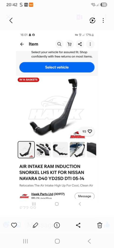 Nissan navara D40 snorkel kit