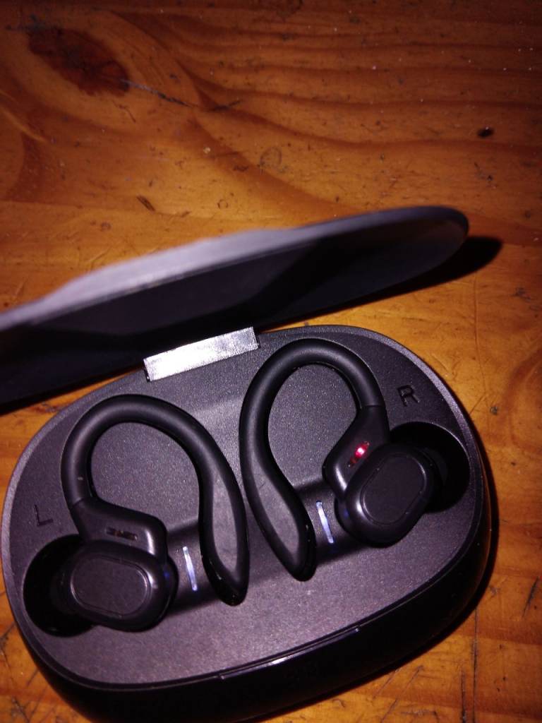 Black Wireless Earbuds with Charging Case – Good Condition