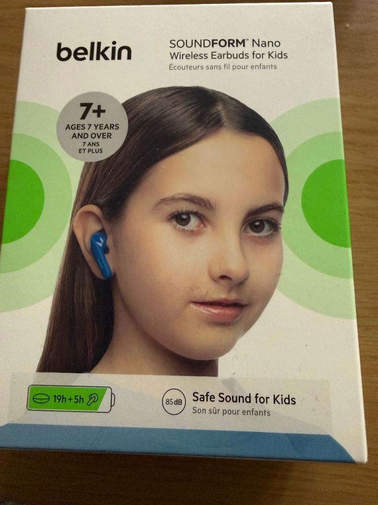 Belkin SOUNDFORM Nano Wireless Earbuds for Kids – New, Blue