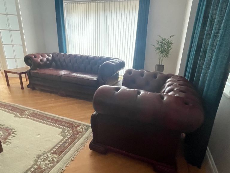 Leather Chesterfield Suite - Buyer to collect