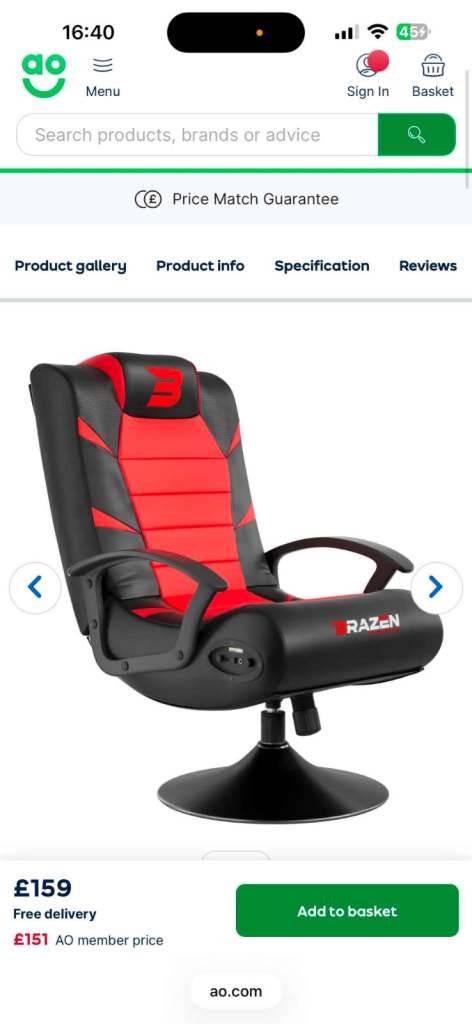 Brand new BraZen Bluetooth Surround Sound Gaming Chair