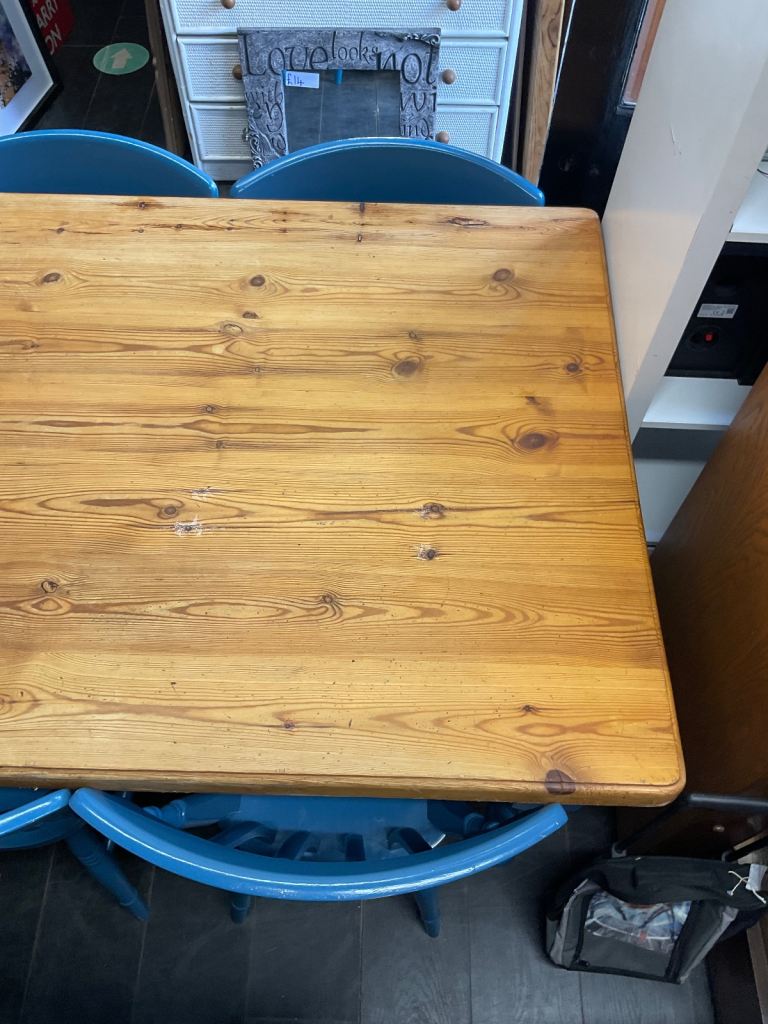 Vintage Rustic Dining Kitchen Farmhouse Pine Table & 6 Chairs Cash On Collection