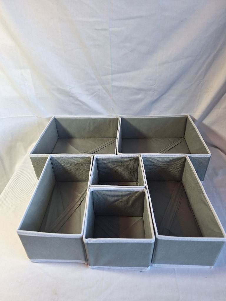 6 Piece Foldable Storage Drawer Organiser Box Tidy Set (New)