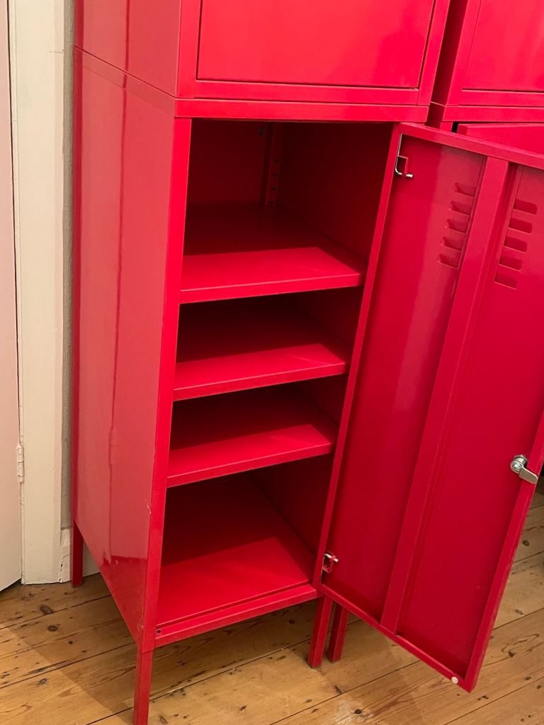 Pair of vintage IKEA red  lockers 