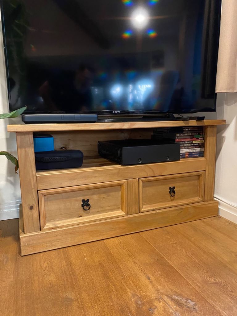 Solid Wood TV Unit with Drawers – Good Condition