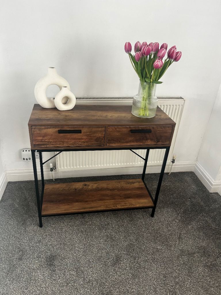Black and wooden side board 
