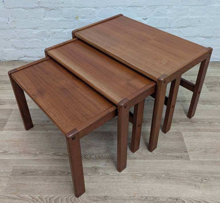 Danish mid century teak nest of tables by Spøttrup BRDR Furbo