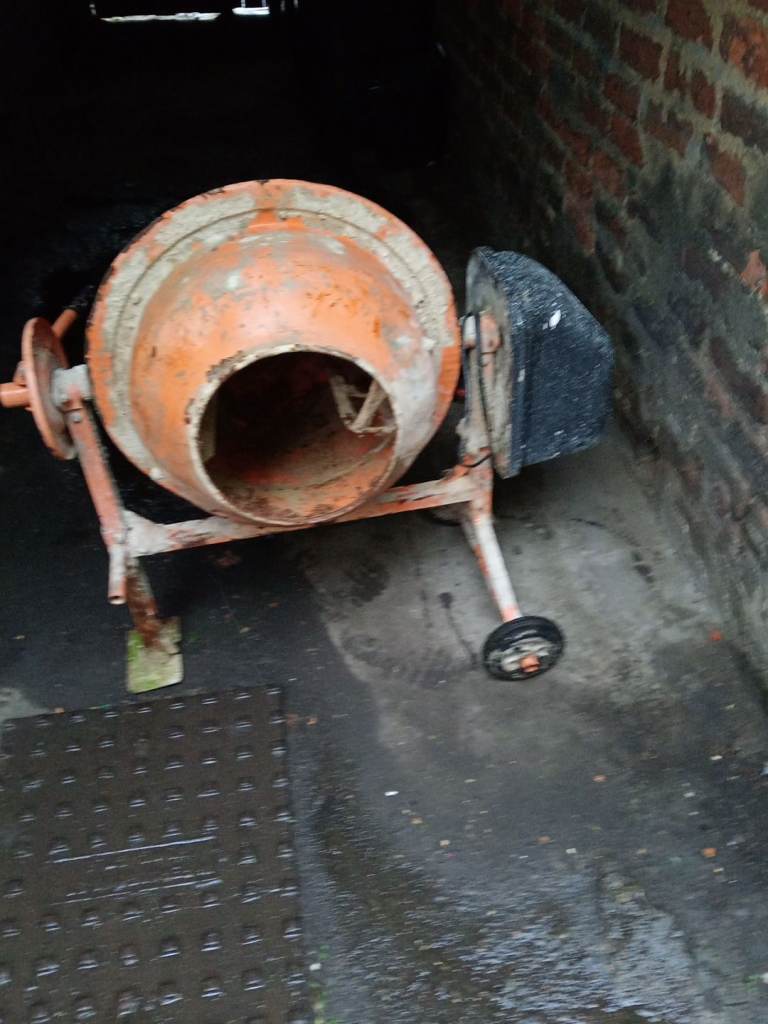 Orange Cement Mixer - Fair Condition, Ready for Work
