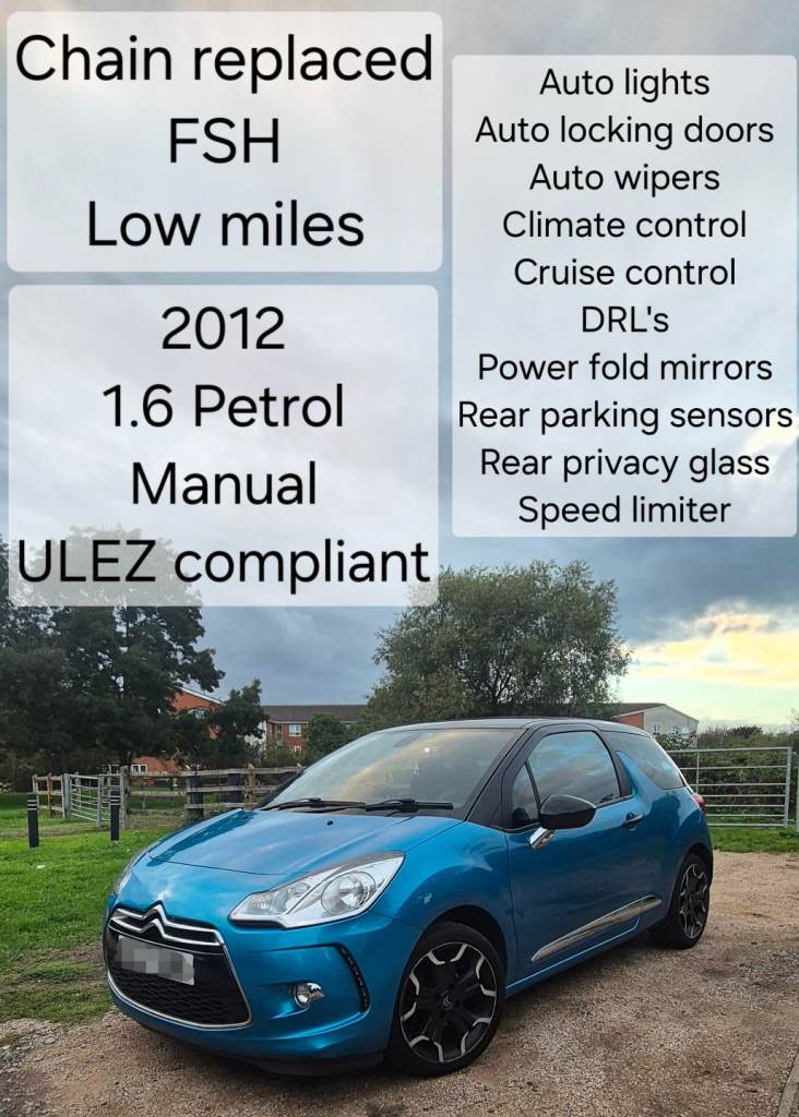 2012 Citroen DS3 1.6 VTI FSH CHAIN DONE Petrol Manual