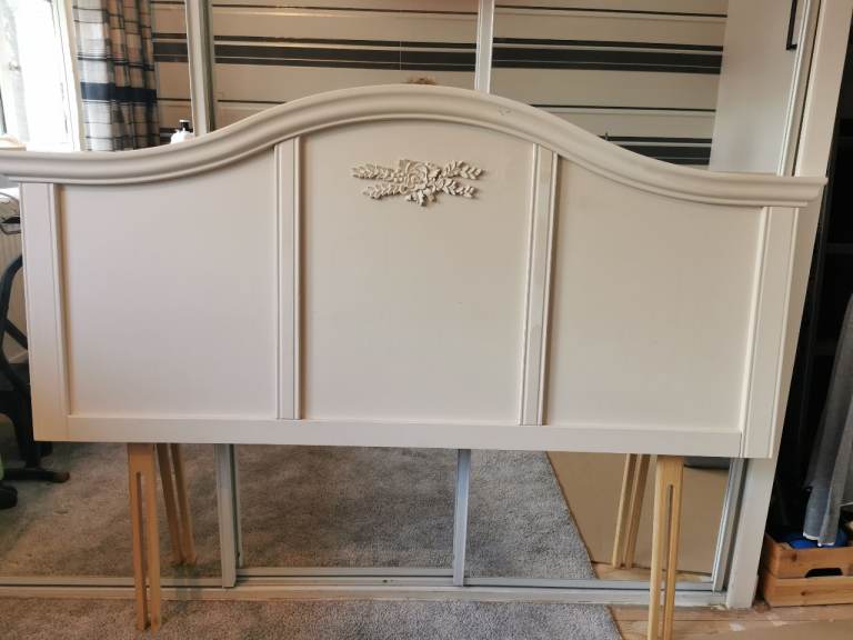 image for Cream Wooden Double Bed Headboard 