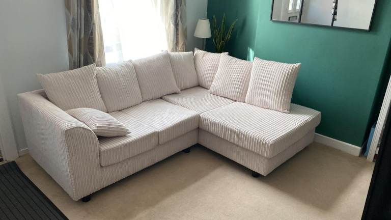 4 Seater Dylan Corner Sofa , L Shape Sofa Brand New Cream Color SAME DAY DELIVERY 