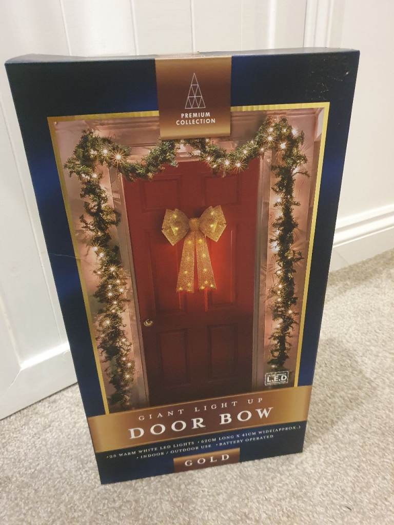 Giant light up door bow gold 