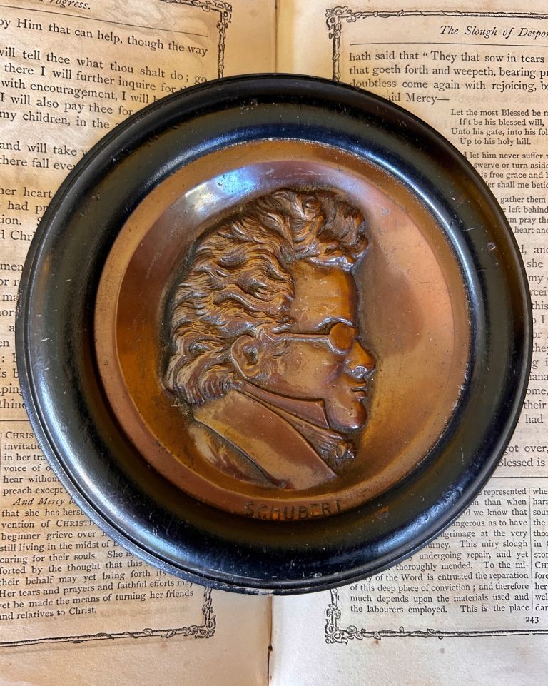 Antique Schubert Copper Relief Plaque