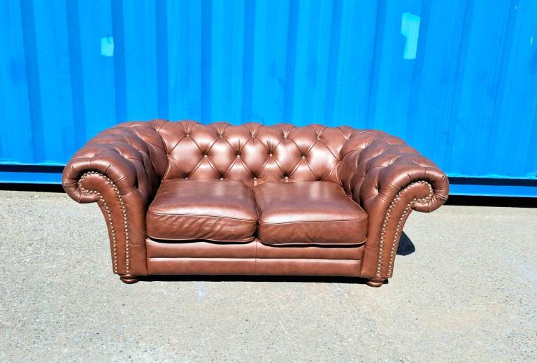 Brown Chesterfield 2 seater sofa 
