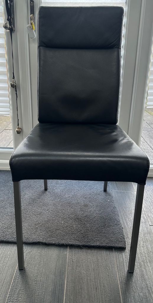 10 x Vincenzo Dining Chair – Black Leather & Brushed Steel – Housing Units