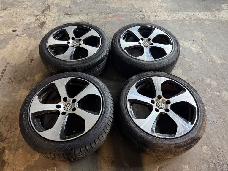  GOLF GTI AUSTIN STYLE 17” 5x112 ALLOY WHEELS + GOOD TYRES VW CADDY SEAT SKODA