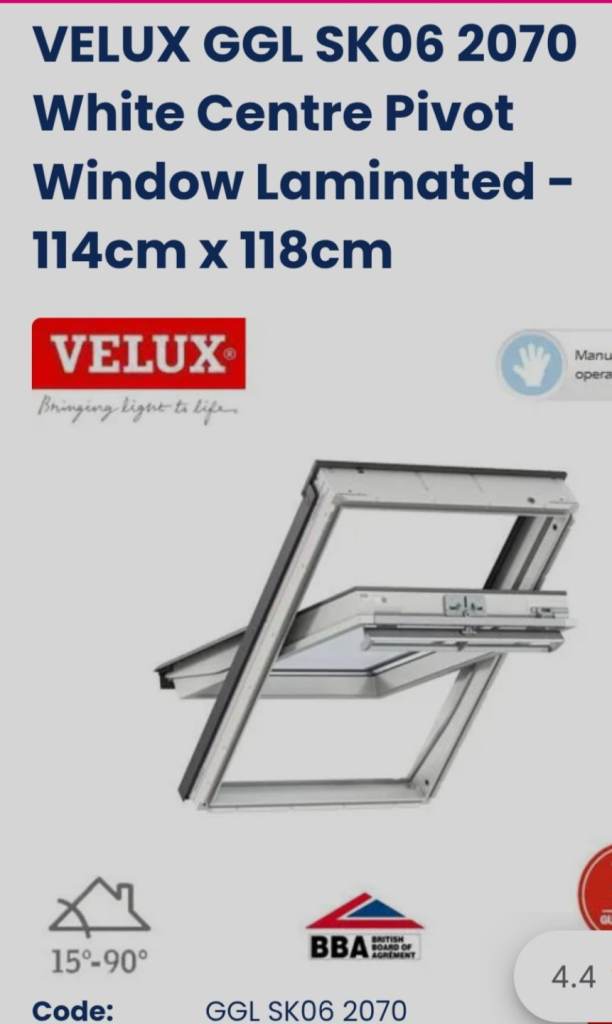 Velux Centre-Pivot Window 114 x 118