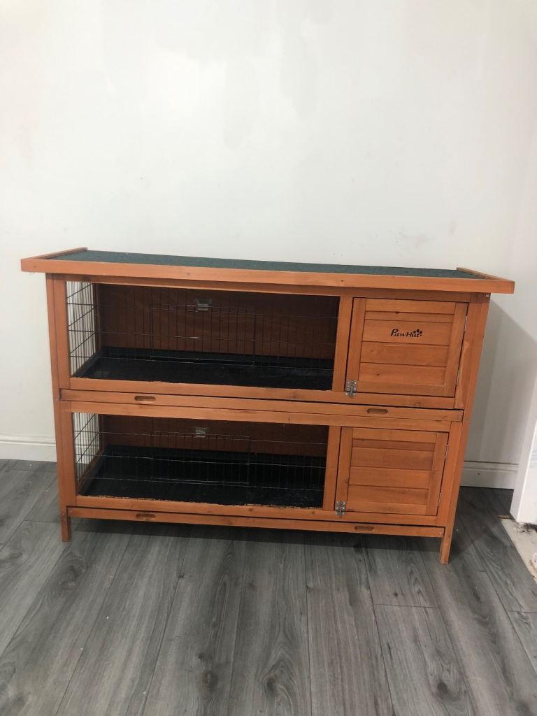 Pawhut two tier rabbit hutch hood condition 