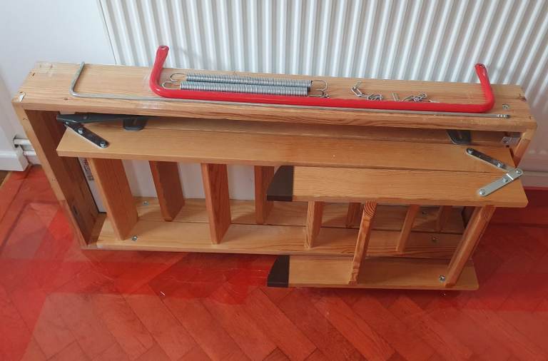 Fakro Wooden 3 folding section loft ladder with hatch and handrail 