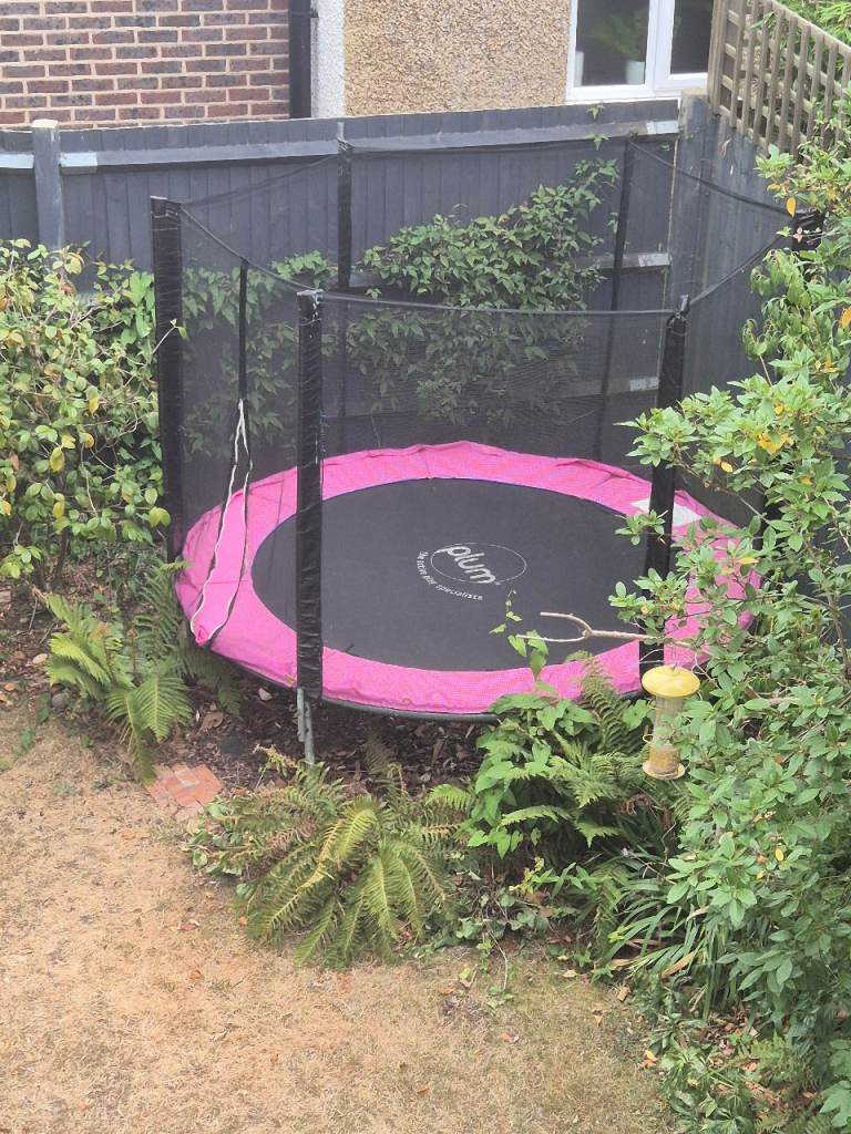 Free Plum Kids' Trampoline with Enclosure – Pink, Fair Condition