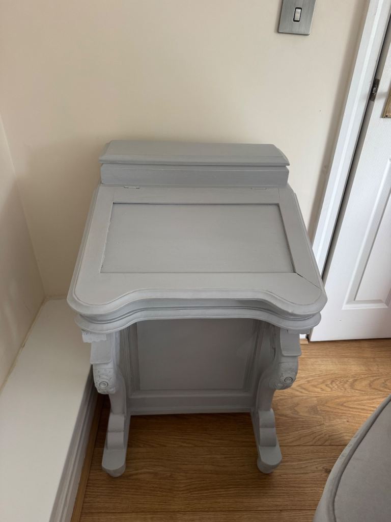 Grey Wooden Writing Desk with Drawers – Good Condition
