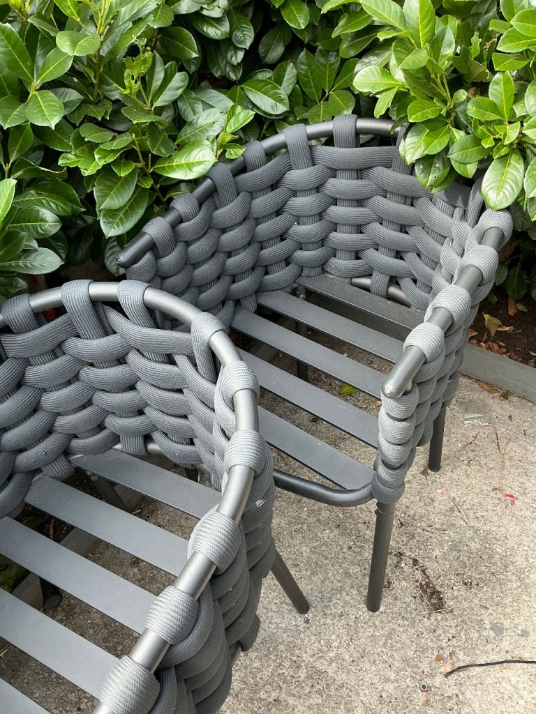 Pair of Grey Woven Garden Patio Chairs – Good Condition